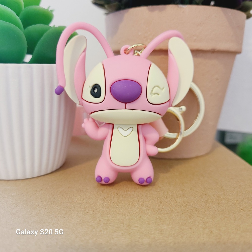 Pink Angel Stitch Keychain Cute Cartoon Character Bag Charm Accessory‎ NEW
